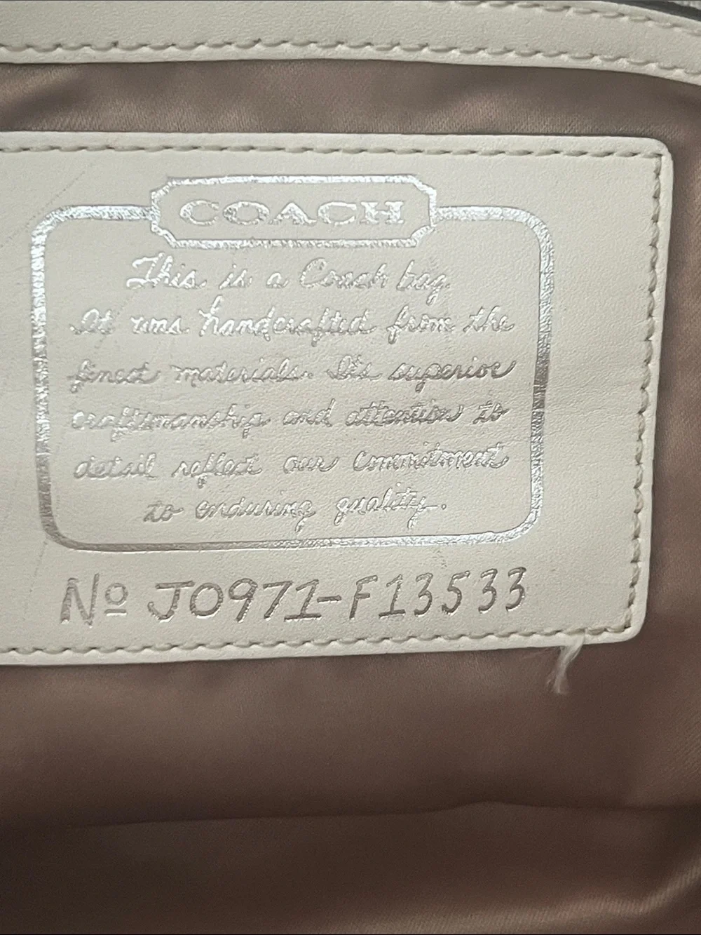 Coach Signature Stripe Kisslock Carryall Cream with Leather Trim